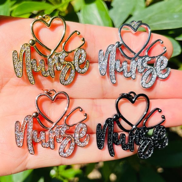 charms 5pcs zirconia paved stethoscope nurse word charm bracelet making women necklace keychain letter pendant jewelry supply wholesale 2309, Bronze;silver
charms 5pcs zirconia paved stethoscope nurse word charm bracelet making women necklace keychain letter pendant jewelry supply wholesale 2309, Bronze;silver