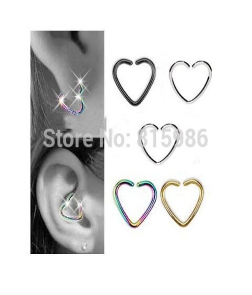 40pcslot mix 4 colors stainless steel heart shape septum piercing nose hoop daith helix cartilage lip labret piercing ring1506825, Silver
40pcslot mix 4 colors stainless steel heart shape septum piercing nose hoop daith helix cartilage lip labret piercing ring1506825, Silver