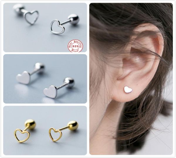 925 sterling silver earrings for women wedding engagement party heart earrings girl hollow stud minimalism aretes6143070, Golden;silver 
925 sterling silver earrings for women wedding engagement party heart earrings girl hollow stud minimalism aretes6143070, Golden;silver