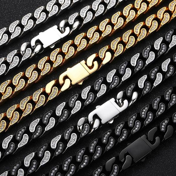 12mm stainless steel cuban link chain smooth necklace 18k real gold plated full zircon mens jewelry accessories, Silver
12mm stainless steel cuban link chain smooth necklace 18k real gold plated full zircon mens jewelry accessories, Silver