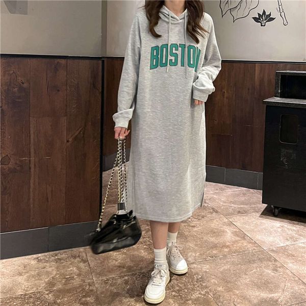 autumn and winter guards dress women's plush thickened long sleeve dress temperament korean version loose hooded letter printed mid len, White
autumn and winter guards dress women's plush thickened long sleeve dress temperament korean version loose hooded letter printed mid len, White