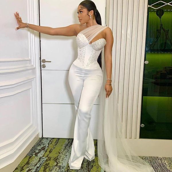 stylish jumpsuit prom dresses pearls sweetheart heart evening gowns with pants sequined floor length satin special occasion formal wear, Black 
stylish jumpsuit prom dresses pearls sweetheart heart evening gowns with pants sequined floor length satin special occasion formal wear, Black