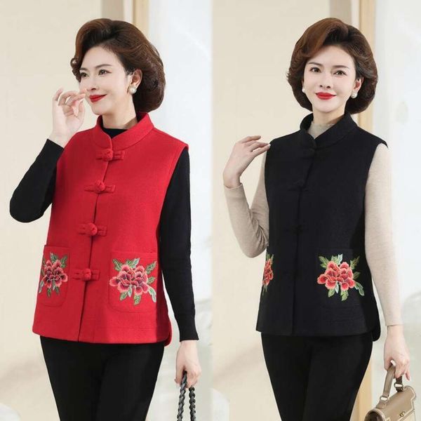folk style coiled buckle vest for middle aged and elderly women embroidered retro woolen sleeveless womens stand, Black;white
folk style coiled buckle vest for middle aged and elderly women embroidered retro woolen sleeveless womens stand, Black;white