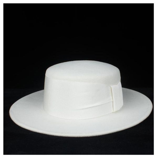 100 wool women white flat hat with white ribbon fedora hat wide brim fascinator size 5658cm1711143, Blue;gray
100 wool women white flat hat with white ribbon fedora hat wide brim fascinator size 5658cm1711143, Blue;gray