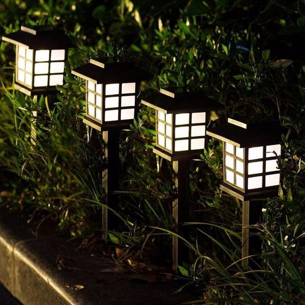 

solar powered outdoor courtyard garden atmosphere lamp, small palace lamp, house lamp, garden landscape decoration lawn lamp