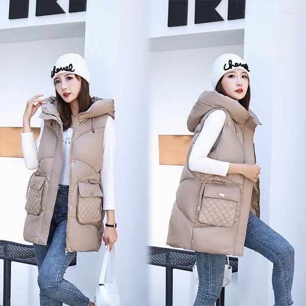 women's vests down vest waistcoat women long sleeveless jacket to keep warm coat hoodie, Black;white
women's vests down vest waistcoat women long sleeveless jacket to keep warm coat hoodie, Black;white
