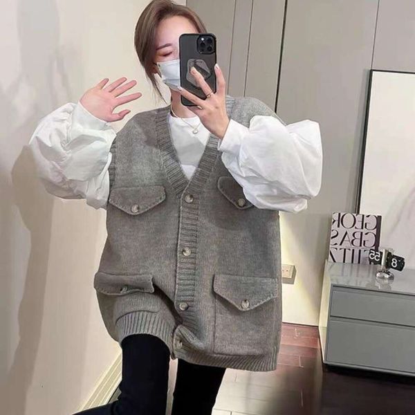 knitted cardigan vest jacket womens spring style lazy korean version loose versatile folding, Black;white
knitted cardigan vest jacket womens spring style lazy korean version loose versatile folding, Black;white