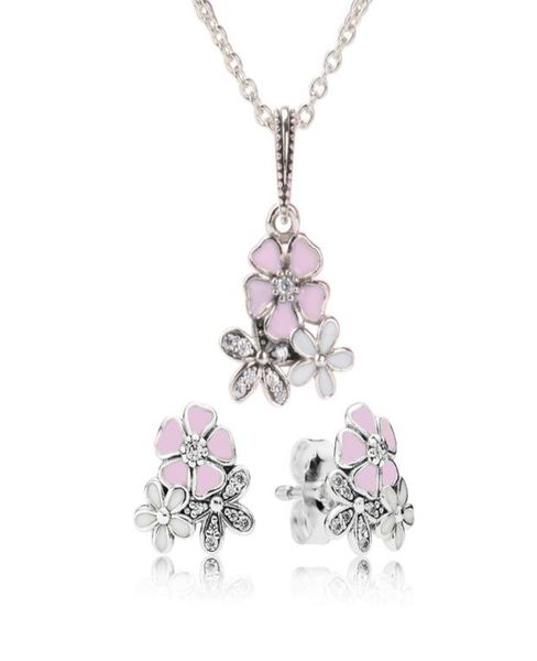 authentic 925 sterling silver pink enamel flower pendant necklace earring set with box for jewelry womens earrings5511247
authentic 925 sterling silver pink enamel flower pendant necklace earring set with box for jewelry womens earrings5511247