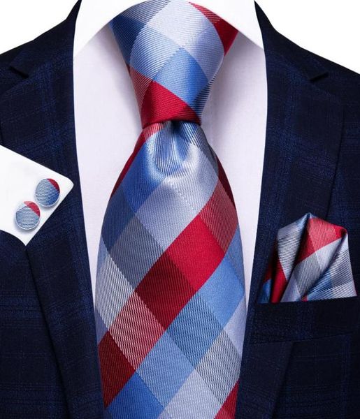 bow ties hitie light blue red plaid silk wedding tie for men handky cufflink set fashion designer gift mens necktie business part6271324, Black;gray
bow ties hitie light blue red plaid silk wedding tie for men handky cufflink set fashion designer gift mens necktie business part6271324, Black;gray