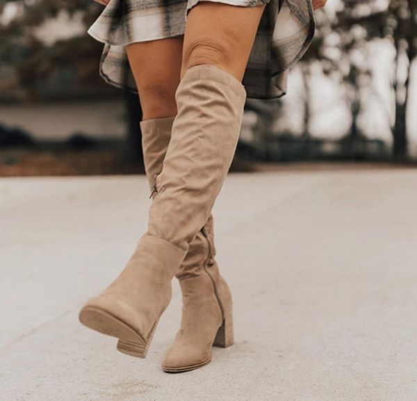 women kneehigh boots lace up high heels winter boots warm size 35435160144, Black
