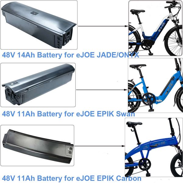 Image of E-Bike Battery 48V 11Ah 48V 14Ah Lithium-ion Folding Electric Cruiser Commuter Bike Battery eJOE JADE ONYX EPIK Swan Carbon