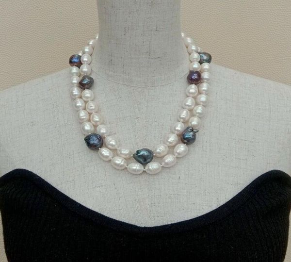 hand knotted 2 rows cultured black white keshi pearl rice pearl necklace women jewelry 1819inch7935381, Silver
hand knotted 2 rows cultured black white keshi pearl rice pearl necklace women jewelry 1819inch7935381, Silver