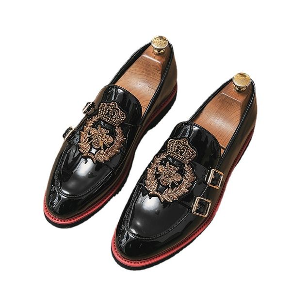 dress shoes loafers men pu shallow embroidery applique belt buckle decoration slip-on casual shoes low heel comfortable classic men shoes 23, Black
dress shoes loafers men pu shallow embroidery applique belt buckle decoration slip-on casual shoes low heel comfortable classic men shoes 23, Black