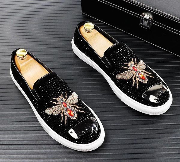 men039s fashion suede leather embroidery rhinestone bees loafers mens casual printed moccasins shoes man party driving flats dr5373191, Black
men039s fashion suede leather embroidery rhinestone bees loafers mens casual printed moccasins shoes man party driving flats dr5373191, Black