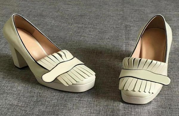 women high heels platform pump with fringe marmont shoes vintage white leather toe pumps double tone hardware 33quot 45quot 2093920, Black
women high heels platform pump with fringe marmont shoes vintage white leather toe pumps double tone hardware 33quot 45quot 2093920, Black