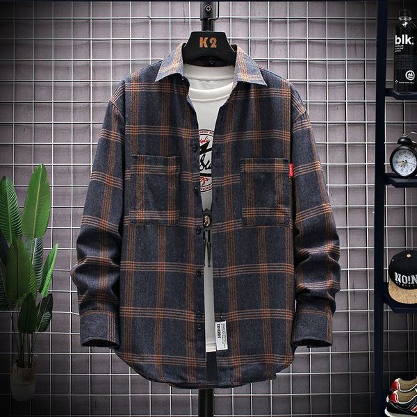 spring and autumn new checkered shirt men's hong kong style coat thick option korean version shirt loose size youth shirt trend, White;black
spring and autumn new checkered shirt men's hong kong style coat thick option korean version shirt loose size youth shirt trend, White;black
