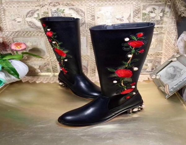 u810 4041 black genuine leather rose embroidery pearl knee high flat boots fashion runway4485848
u810 4041 black genuine leather rose embroidery pearl knee high flat boots fashion runway4485848
