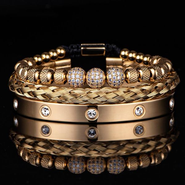 3pcs luxury micro pave cz round beads royal charm men link bracelets stainless steel crystals bangles couple handmade jewelry gift295o, Golden;silver
3pcs luxury micro pave cz round beads royal charm men link bracelets stainless steel crystals bangles couple handmade jewelry gift295o, Golden;silver