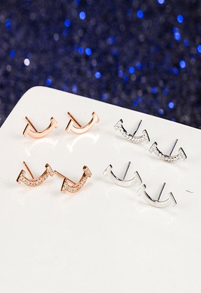 original gift box pure 925 silver classic stud earrings happy s love female designer smilling zircon ear nails luxury wholesale fashion jewe, Golden;silver 
original gift box pure 925 silver classic stud earrings happy s love female designer smilling zircon ear nails luxury wholesale fashion jewe, Golden;silver