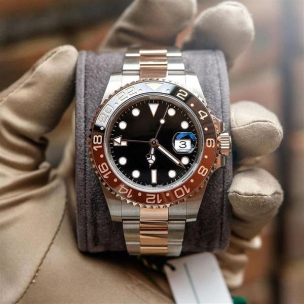 men's watches 40mm gmt wristwatches automatic mechanical ceramic coke bezel stainless steel strap with folded buckle calendar259w, Slivery;brown
men's watches 40mm gmt wristwatches automatic mechanical ceramic coke bezel stainless steel strap with folded buckle calendar259w, Slivery;brown