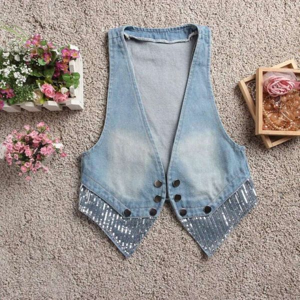 korean version of a sleeveless denim vest short cardigan jacket trend, Black;white
korean version of a sleeveless denim vest short cardigan jacket trend, Black;white