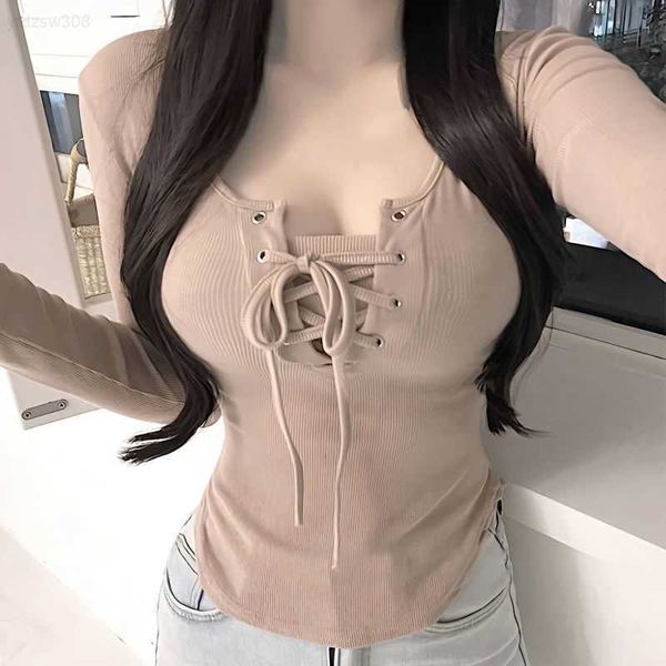 pure lust women's chest show lace up 2023 spring and autumn seasons careful machine underlay shirt curved tight long sleeve t-shirt wom, White
pure lust women's chest show lace up 2023 spring and autumn seasons careful machine underlay shirt curved tight long sleeve t-shirt wom, White
