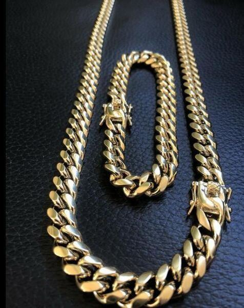 10mm mens miami cuban link bracelet chain set 14k gold plated stainless steel5124709, Silver
10mm mens miami cuban link bracelet chain set 14k gold plated stainless steel5124709, Silver