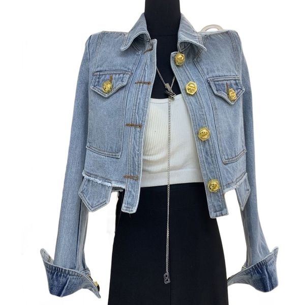 women's new design turn down collar denim jeans gold buttons short jacket smlxlxxl723, Black;brown
women's new design turn down collar denim jeans gold buttons short jacket smlxlxxl723, Black;brown