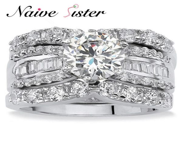 luxury fashion silver color bridal set ring for women with paved micro zircon crystal wedding jewelry 3pcsset engagement ring1165007, Slivery;golden
luxury fashion silver color bridal set ring for women with paved micro zircon crystal wedding jewelry 3pcsset engagement ring1165007, Slivery;golden