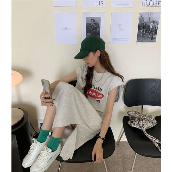 sleeveless dress for summer women new korean version loose covering and slimming casual sports style t-shirt long dress, White
sleeveless dress for summer women new korean version loose covering and slimming casual sports style t-shirt long dress, White