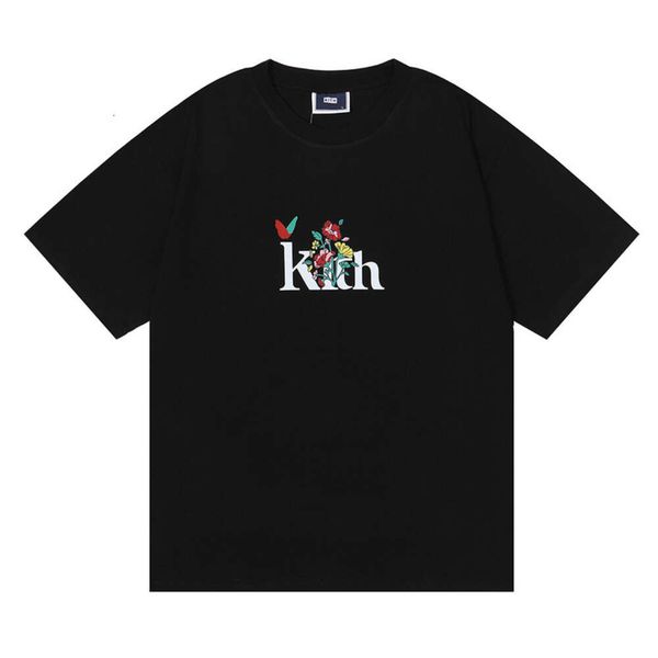 kith begonia floral serif tee casual men's and women's versatile short sleeved t-shirt, White;black
kith begonia floral serif tee casual men's and women's versatile short sleeved t-shirt, White;black