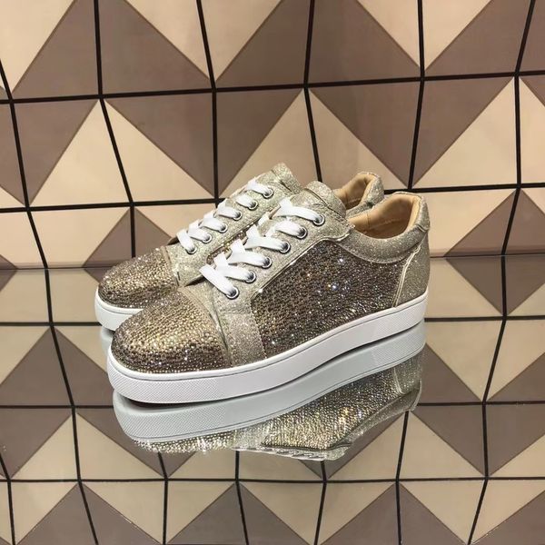 low cut red bottom shoes for men luxury high trainers driving spiked bar rivets female gold glitter crystal genuine leather women red sole f, Black
low cut red bottom shoes for men luxury high trainers driving spiked bar rivets female gold glitter crystal genuine leather women red sole f, Black