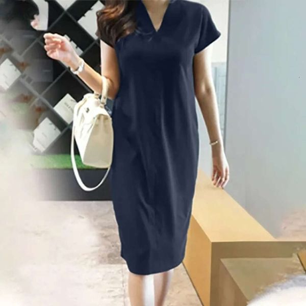 oversized women's fashionable v-neck short sleeved dress cotton and linen comfortable and breathable, White
oversized women's fashionable v-neck short sleeved dress cotton and linen comfortable and breathable, White