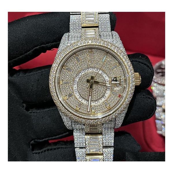 wristwatches diamond watch iced out fl functional work matic movement 42mm sier two stones waterproof 904 stainless f296n, Slivery;brown
wristwatches diamond watch iced out fl functional work matic movement 42mm sier two stones waterproof 904 stainless f296n, Slivery;brown