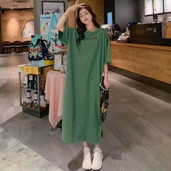 summer short sleeves extra large women's 200 catty t-shirt skirt loose long casual fat mm over knee slim cover long dress trend, White
summer short sleeves extra large women's 200 catty t-shirt skirt loose long casual fat mm over knee slim cover long dress trend, White