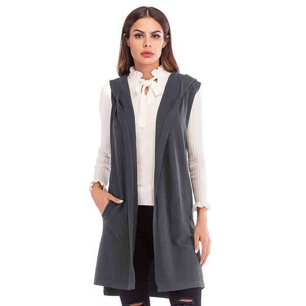 womens european and american sleeveless solid color vest knitted cardigan long hooded coat, Black;white
womens european and american sleeveless solid color vest knitted cardigan long hooded coat, Black;white