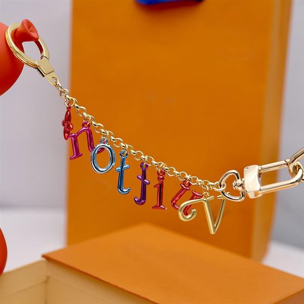 

stylish colorful luxury designer keychain letter pendant gold key buckle detachable keychains for mens womens keys bag ornaments w295v, Silver