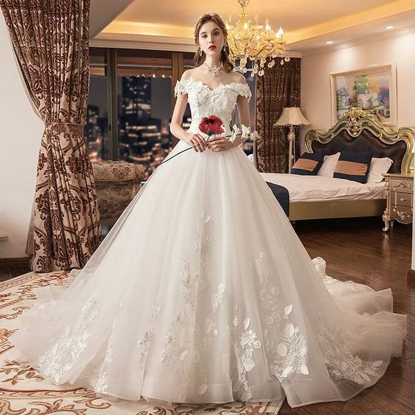 princess off-shoulder ball gown wedding dresses 3d-floral appliqued sequins lace bridal gowns custom made abiti da sposa, White
princess off-shoulder ball gown wedding dresses 3d-floral appliqued sequins lace bridal gowns custom made abiti da sposa, White