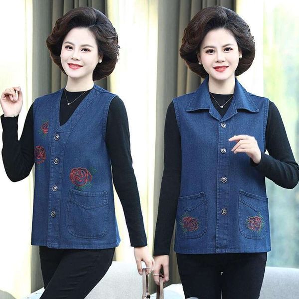 mothers denim vest womens spring and autumn coat middle aged old plus fat large size sleeveless loose thin, Black;white
mothers denim vest womens spring and autumn coat middle aged old plus fat large size sleeveless loose thin, Black;white