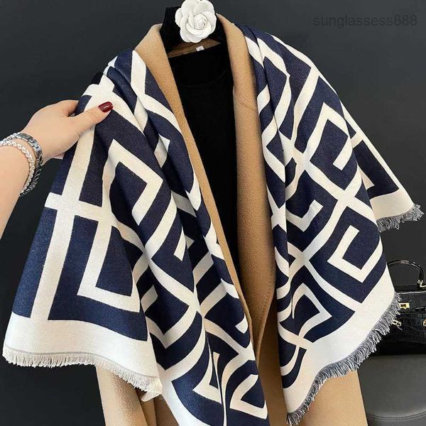 autumn and winter new geometric stripe imitation cashmere large square scarf for women's korean versatile jacquard with advanced thicke, Blue;gray
autumn and winter new geometric stripe imitation cashmere large square scarf for women's korean versatile jacquard with advanced thicke, Blue;gray