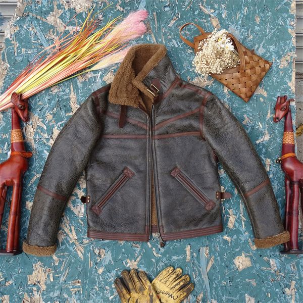 men's leather faux bombardier leathertrim shearling jacket brown distressed military safari style warm winter wear clothing 230908, Black
men's leather faux bombardier leathertrim shearling jacket brown distressed military safari style warm winter wear clothing 230908, Black