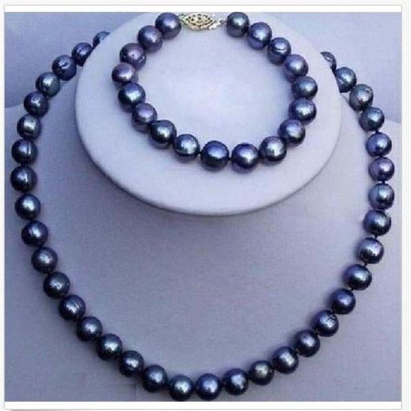 set of 9-10mm natural tahitian black pearl necklace 18 bracelet 7 5-8 14k gold241t, Silver
set of 9-10mm natural tahitian black pearl necklace 18 bracelet 7 5-8 14k gold241t, Silver