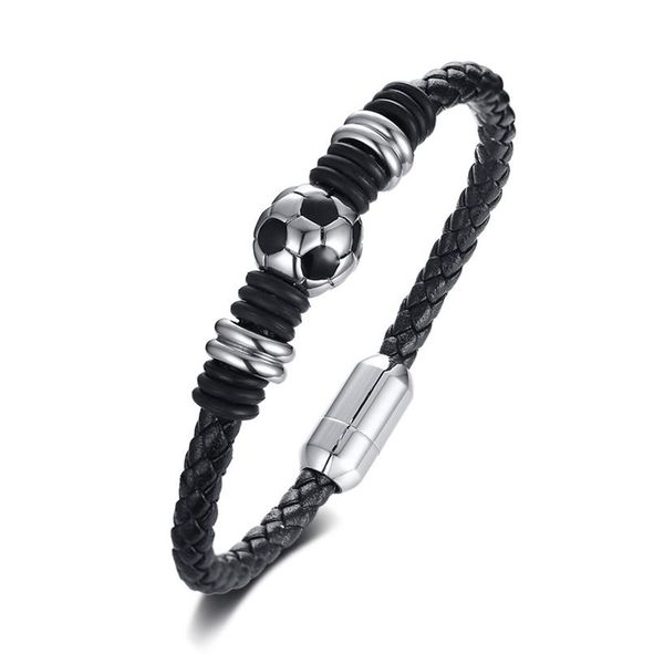 soccer bracelet sports jewelry gift for soccer lover football charm braided leather bracelet with stainless steel magnet clasp313o, Golden;silver
soccer bracelet sports jewelry gift for soccer lover football charm braided leather bracelet with stainless steel magnet clasp313o, Golden;silver