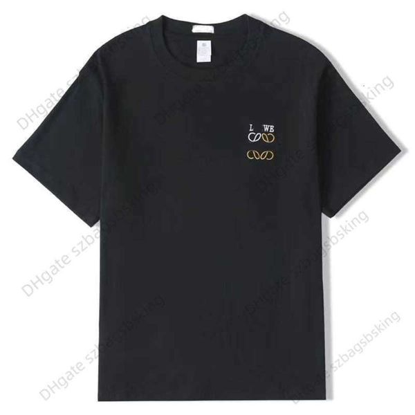 high edition summer t-shirt lowe new pure cotton round neck with black and white chest embroidery basic short sleeved t-shirt for both men w, White;black
high edition summer t-shirt lowe new pure cotton round neck with black and white chest embroidery basic short sleeved t-shirt for both men w, White;black