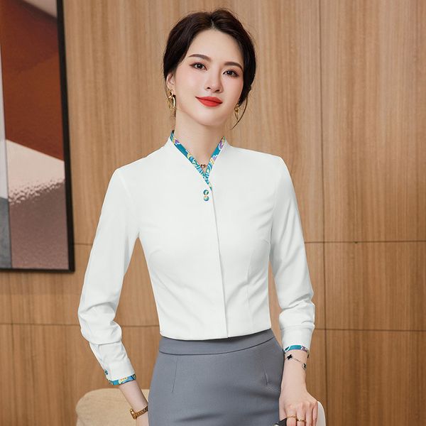 new v-neck shirt female aviation art school flight attendant stewardess l front desk formal shirt overalls suit, White
new v-neck shirt female aviation art school flight attendant stewardess l front desk formal shirt overalls suit, White