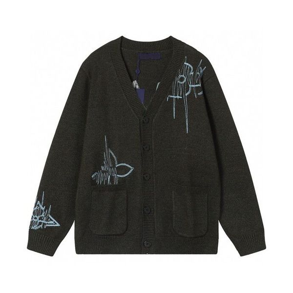 2023 new cardigan knitted sweater minimalist embroidery log letter academic luxury elegant v-neck design pullover sweater u002
2023 new cardigan knitted sweater minimalist embroidery log letter academic luxury elegant v-neck design pullover sweater u002