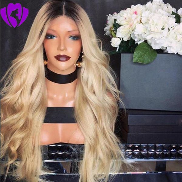 part ombre blonde color synthetic hair lace front wigs with dark roots glueless heat resistant fiber for african american gir2636, Black
part ombre blonde color synthetic hair lace front wigs with dark roots glueless heat resistant fiber for african american gir2636, Black