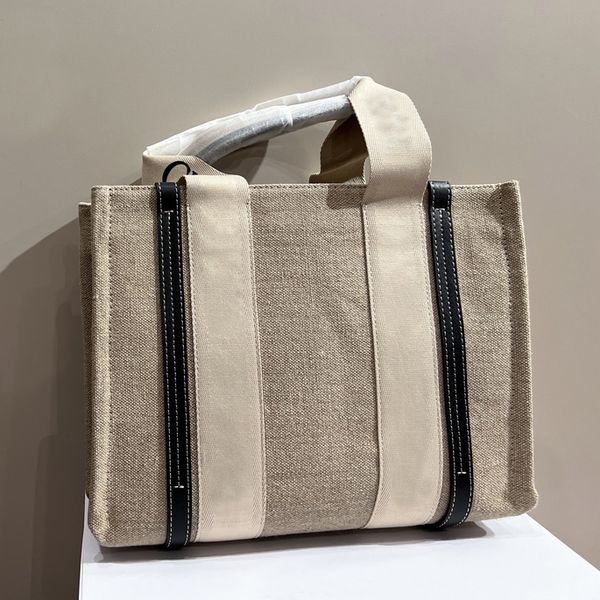 

Designer Bag Women's Fashion Bag Grass Bucket Bag Shopping Leisure Weaving Canvas Handbag Shoulder Bag Vegetable Basket Tote, #1 khaki 20cm