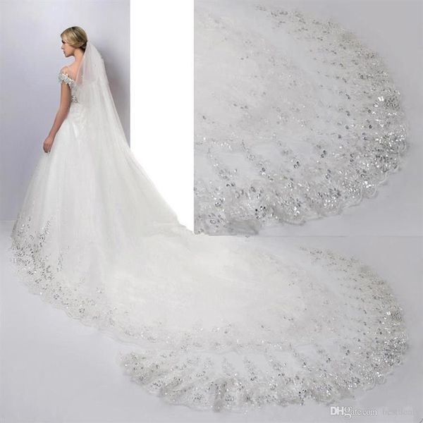 2020 luxury beading crystal 3 meters cathedral length bridal veils white ivory lace applique sequins edge with comb wedding veil c259h, Black
2020 luxury beading crystal 3 meters cathedral length bridal veils white ivory lace applique sequins edge with comb wedding veil c259h, Black