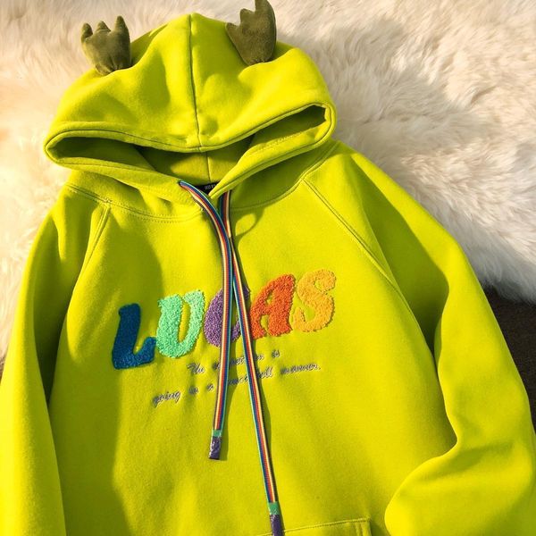 women's hoodies sweatshirts plus velvet thickening cute cartoon antlers hooded sweater women autumn and winter korean loose casual jack, Black
women's hoodies sweatshirts plus velvet thickening cute cartoon antlers hooded sweater women autumn and winter korean loose casual jack, Black
